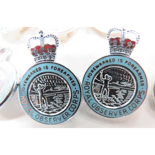 70 - 68 x Post 1953 Royal Observer Corps Lapel Badges
plated and enamel, QC lapel badges.  Rear butt... 