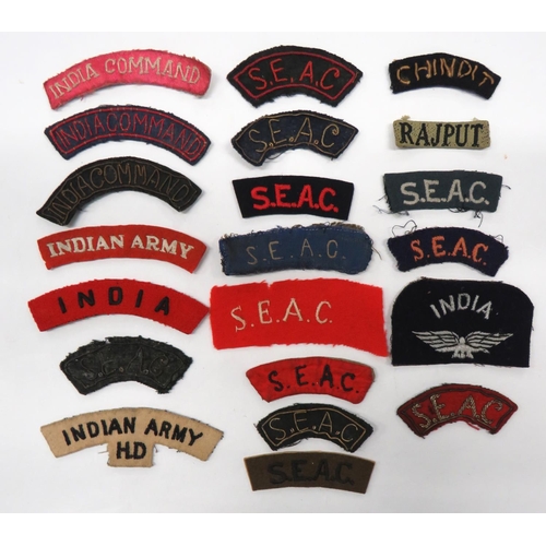 96 - 21 x Shoulder Titles
embroidery include Chindit ... India Command ... SEAC ... SEAC (bullion) ... In... 