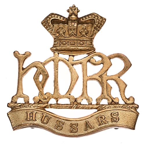 113 - Her Majesty's Reserve Regiment of Hussars Boer War cap badge c. 1900-01.  Good die-stamped brass cro... 