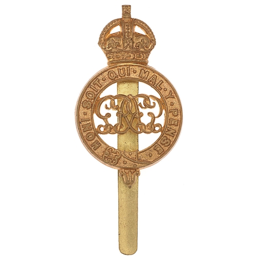 127 - Grenadier Guards pagri badge c. 1911-35 by Firmin, London.  Good scarce die-stamped brass crowned Ga... 