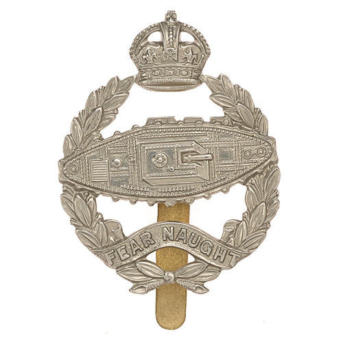 129 - Royal Tank Corps 1924 reverse tank beret badge.  Good scarce die-stamped white metal crowned laurel ... 