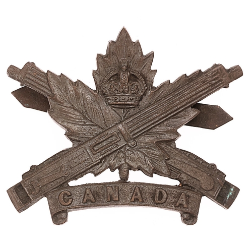 158 - 2nd Machine Gun Battalion Canadian WWI OSD  cap badge.  Good die-cast bronze Maple leaf between cros... 