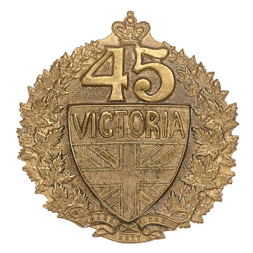 165 - 45th Victoria Regiment Canadian Militia Victorian glengarry badge c. 1900-01.  Good scarce short-liv... 