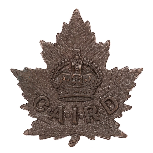 176 - Canadian Arms Inspection Repairs Depot WW1 cap badge.  Good scarce die-stamped bronze Maple leaf bea... 