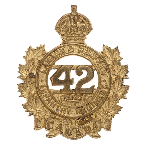 178 - 42nd Lanark & Renfrew Infantry Regiment Canadian Militia post 1904 cap badge  Good scarce die-stampe... 