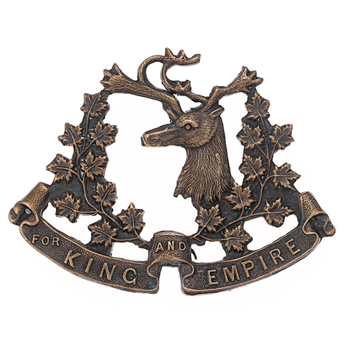 188 - 16th Light Horse Canadian post 1908 cap badge.  Good scarce British made die-stamped bronze Caribou ... 