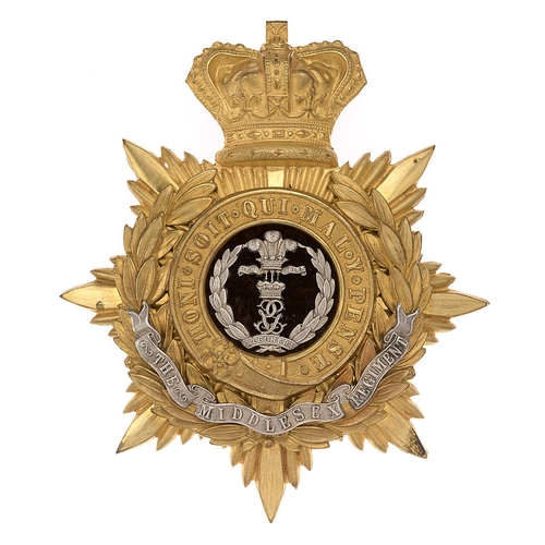 2 - DCO Middlesex Regiment Victorian Officer's helmet plate badge c. 1881-1901.  Fine gilt crowned star ... 