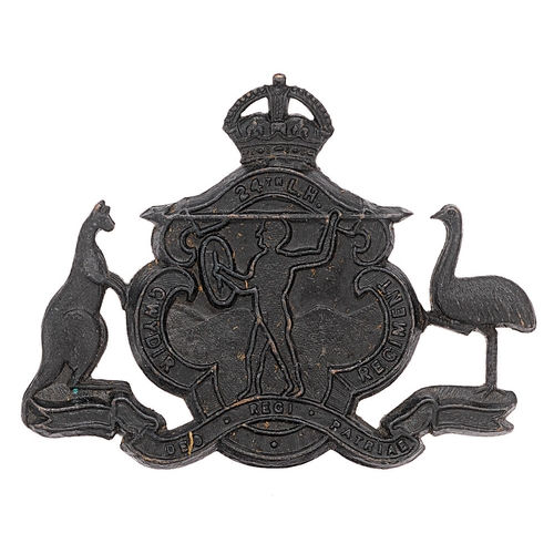 208 - Australian 24th (Gwydir) Light Horse Regiment slouch hat badge c. 1930-42.  Good rare die-cast bronz... 