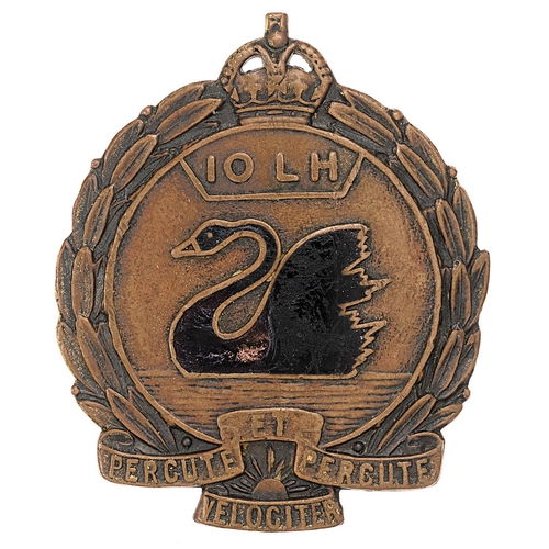 212 - Australian 10th Light Horse (Western Australian Mounted Infantry) slouch hat badge c. 1930-42.  Scar... 