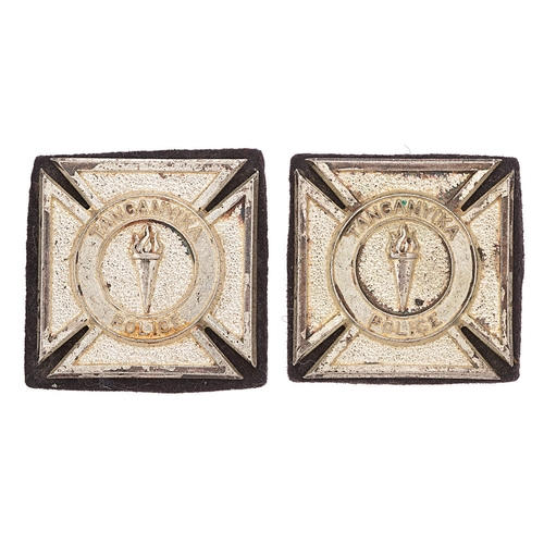 217 - Tanganyika Police pair of Officer's collar badges c. 1961-64.  Good scarce die-cast silvered Maltese... 