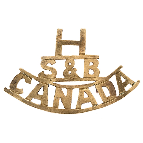 222 - Boer War sheet brass unattributed Canadian slouch hat badge.  Good scarce unusual H over S & B on cu... 