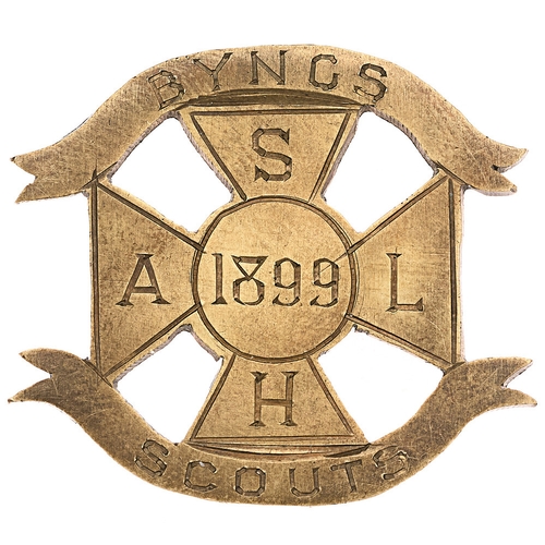 240 - Byngs Scouts, SALH South African Boer War sheet brass slouch hat badge.  Good rare thick gauge engra... 