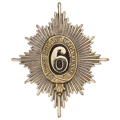 25 - 6th Dragoon Guards (Carabiniers) helmet plate badge c. 1871-1914.  A good die-stamped example. White... 