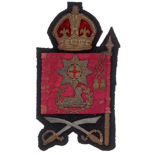 257 - Coldstream Guards Colour Sergeant rank badge c. 1901-52.  Good scarce bullion crowned crimson silk f... 