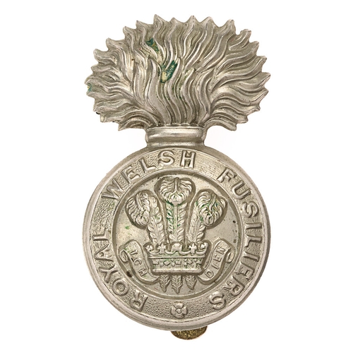 262 - Royal Welsh Fusiliers Volunteer Battalions  pre 1908 cap badge.  Good scarce die-stamped white metal... 