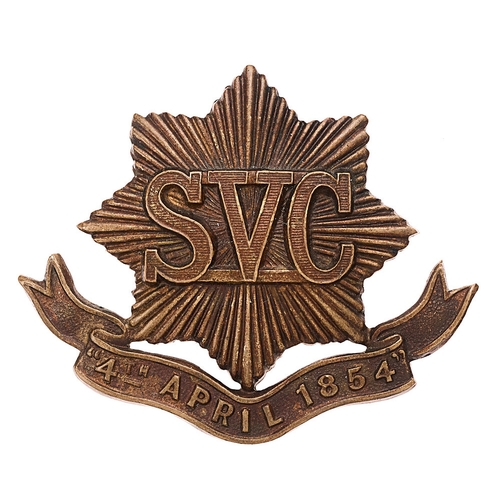 264 - China. Shanghai Volunteer Corps cap badge.  Good scarce British made die-stamped bronzed brass eight... 