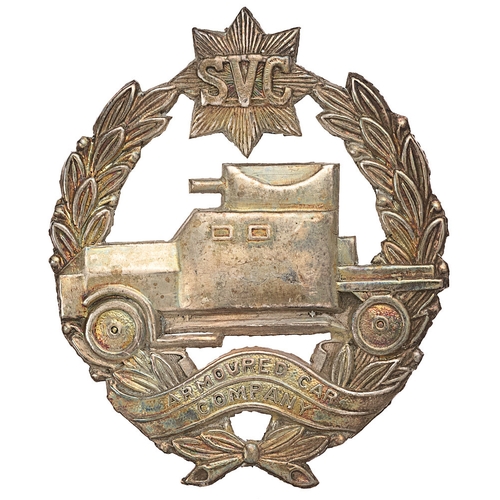 269 - China. Shanghai Volunteer Corps Armoured Car Company badge c. 1921-41.  Good rare locally made press... 