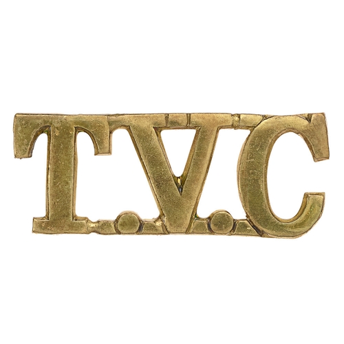 280 - China. Tientsin Volunteer Corps shoulder title c. 1902-31.  Good rare British made die cast brass T.... 