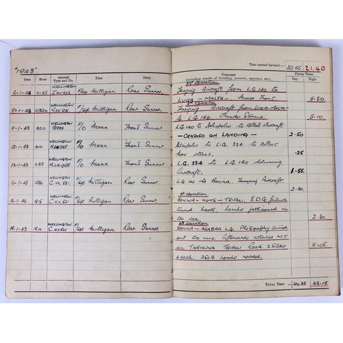 344 - WW2 RAF North Africa Campaign Air Gunner's Medals & Logbook.  Recording the RAF career of flying Off... 