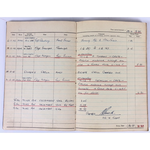 344 - WW2 RAF North Africa Campaign Air Gunner's Medals & Logbook.  Recording the RAF career of flying Off... 