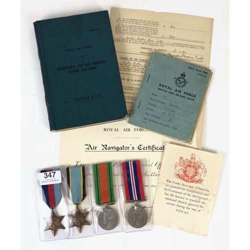 347 - WW2 RAF 1940 Navigator's Bomber Command Medals and Logbook.  A scarce early WW2 Navigator's group at... 