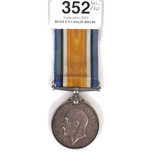 352 - WW1 Royal Flying Corps VC Action RFC Pilot's British War Medal.  Awarded to CAPT J S DUNKERLY R.F.C.... 