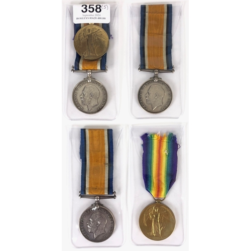 358 - 4 WW1 Campaign Medals.  British War Medal Victory Medal Pair 292709 PTE W MOODY MIDDX R.
British War... 