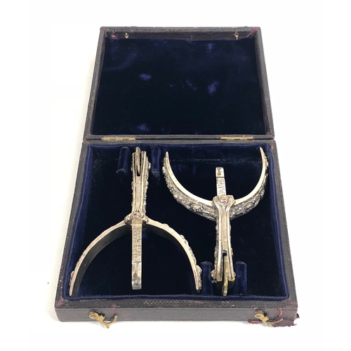 361 - Victorian / Edwardian Lord Lieutenant Cased Spurs by Peel London.  A good and scarce pair of silver ... 