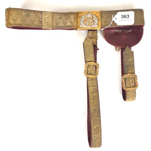 363 - Irish Cavalry Pattern Officer's Belt Dublin Ireland Tailor.  This example was tailored by A & F Thom... 