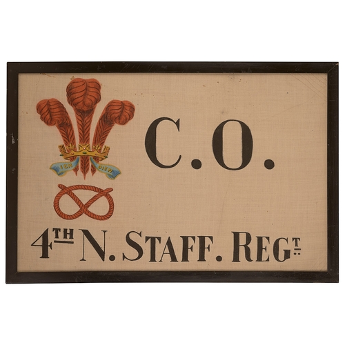 366 - 4th Bn North Staffordshire Regiment Commanding Officer's Camp Flag. Boer War Period  A rare example ... 