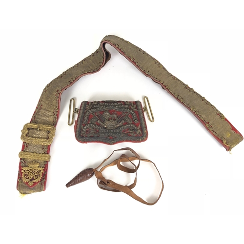 367 - 15th King's Own Hussars Victorian Officer's pouch and belt.  A turn of the century example comprisin... 