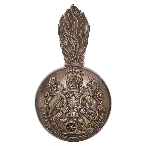 37 - Artillery Volunteers Victorian Officer busby plume holder grenade badge c. 1859-78.  Fine silvered f... 