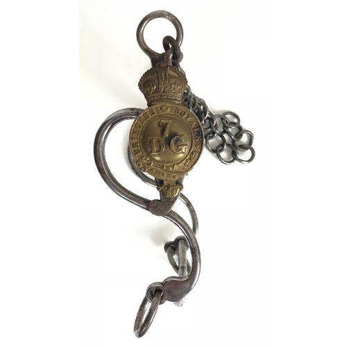 370 - 7th Dragoon Guards Post 1901 Mounted Officer's Bridle Horse Bit.  A scarce example of a steel bit re... 