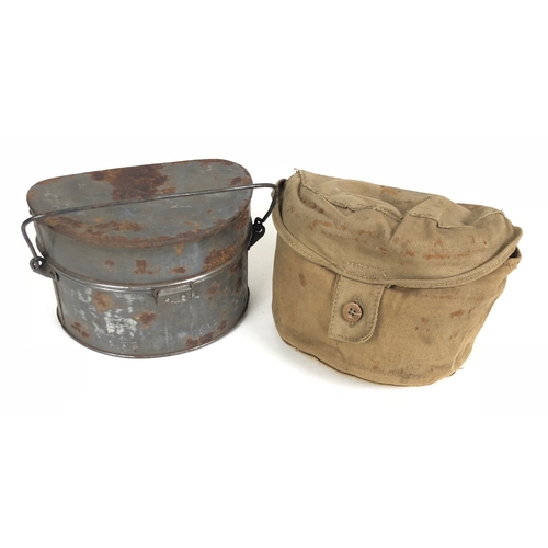 381 - WW1 1917 Mess Tin and Cover.  A scarce pair which appears to have always been togeather. The D shape... 