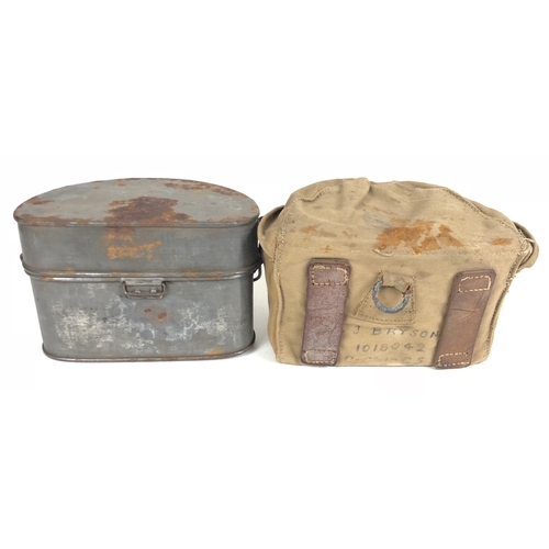 381 - WW1 1917 Mess Tin and Cover.  A scarce pair which appears to have always been togeather. The D shape... 