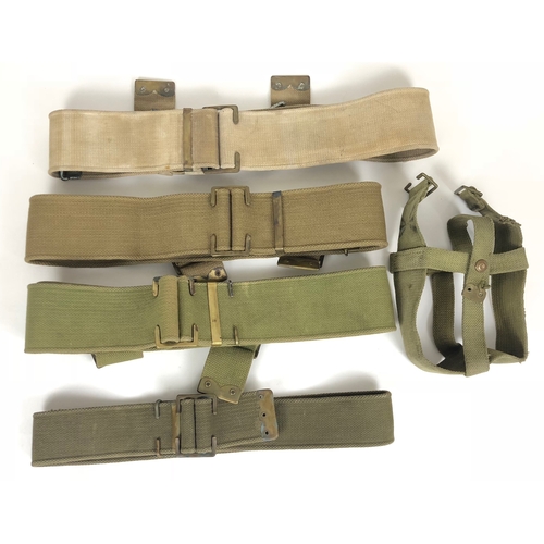 383 - WW1 Pattern 1908 Webbing Equipment.  3 x belts dated 1916, 1919, 1936 ... Walking out belt ... Water... 