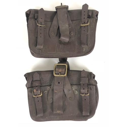 386 - WW1 1914 Equipment Pair of Ammunition Pouches.  A good matching pair of the brown leather equipment ... 