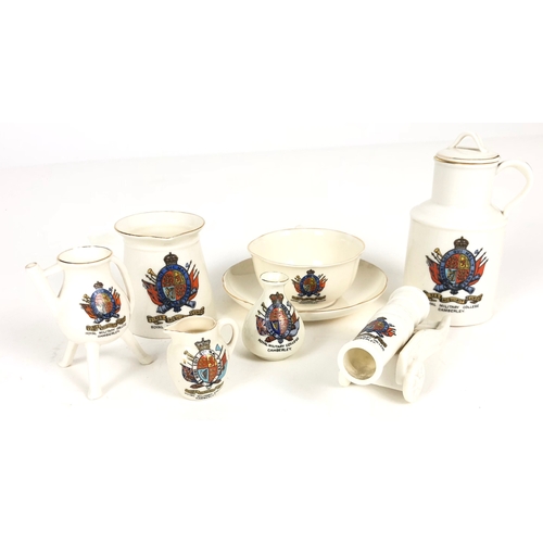 394 - 7 Royal Military College Sandhurst Camberley Crested China Items  Jug (Goss) ... Welsh Jack with lid... 