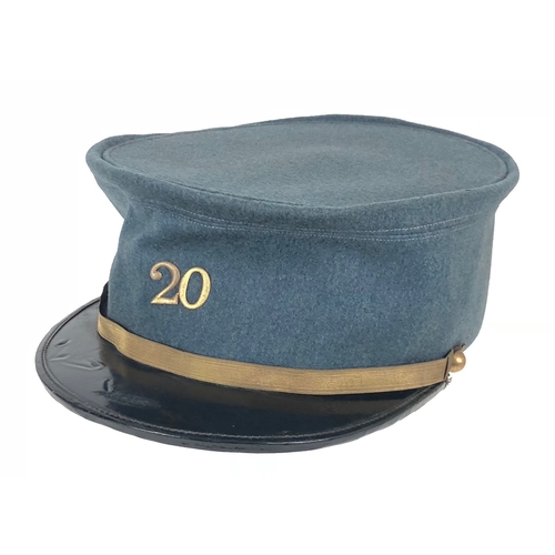 410 - French Officer’s Horizon Blue kepi.  Good scarce example bearing the number 20 on front in gilt meta... 