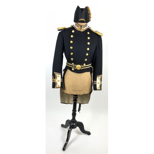 425 - Royal Navy Lieutenant’s Full Dress uniform.  A good post 1902 example comprising:
Officer’s bi-corn ... 