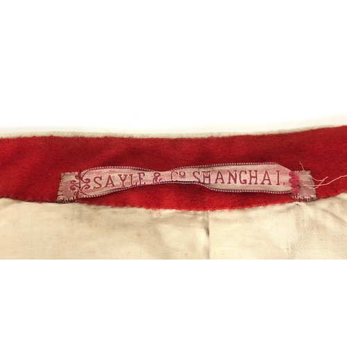 427 - Shanghai Volunteer Corps pe-war uniform by Sayle & Co. Shangha  Good rare scarlet cloth example with... 