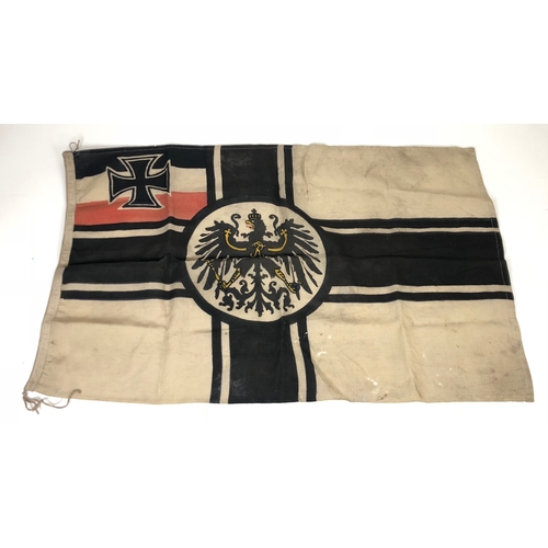 435 - WW1 Imperial German Kaiserliche State War Flag. A white cotton example printed with an Imperial Eagl... 