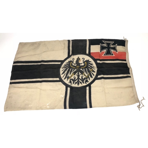 435 - WW1 Imperial German Kaiserliche State War Flag. A white cotton example printed with an Imperial Eagl... 