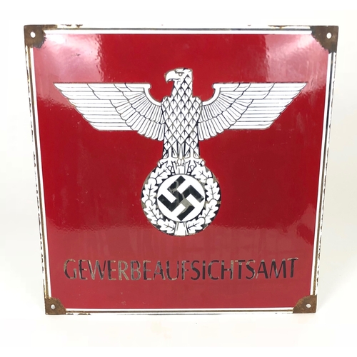 458 - German Third Reich NSDAP official enamel wall sign. Good scarce red stove enamel example with white ... 