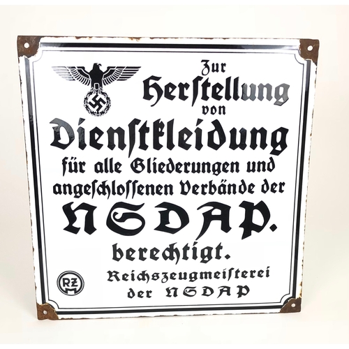 459 - German Third Reich NSDAP official enamel wall sign. Good scarce white stove enamel example with blac... 