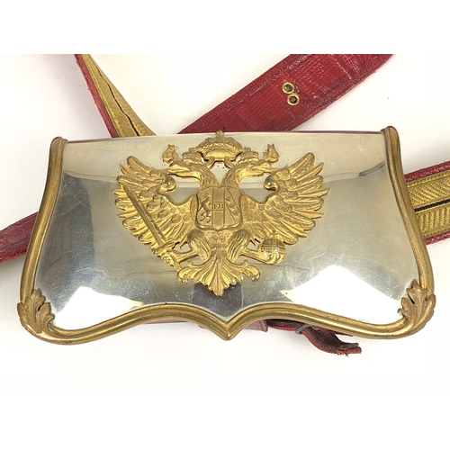 466 - Imperial Austrian Officer of Mounted Troops full dress cartridge box pouch with pouch belt.  Fine sc... 