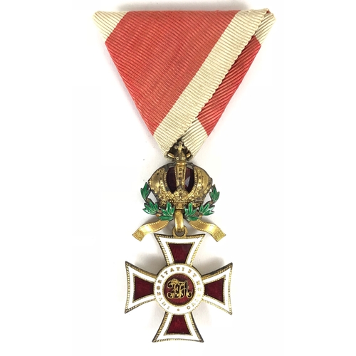 473 - Imperial Austrian Order of Leopold Knight's breast badge.  Good scarce red and white enamelled gilt ... 