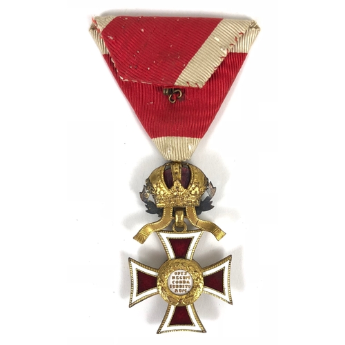 473 - Imperial Austrian Order of Leopold Knight's breast badge.  Good scarce red and white enamelled gilt ... 