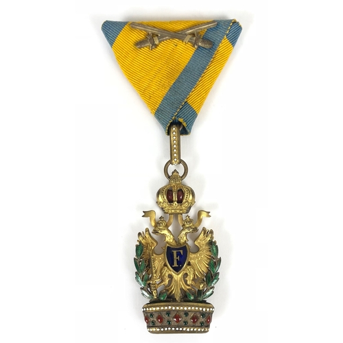 474 - Imperial Austrian Order of the Iron Crown, Knight's 3rd Class breast badge  Good scarce gilt and ena... 