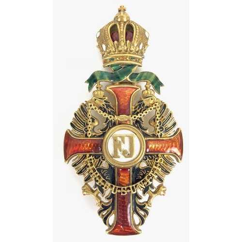 476 - Imperial Austrian Order of Franz Joseph, Officer's pin back breast badge.  Good scarce silver gilt a... 